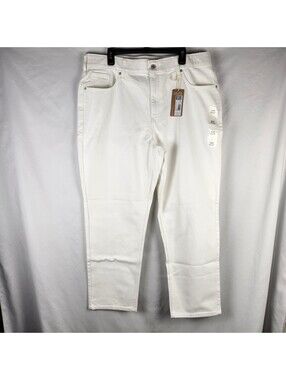 NWT Eddie Bauer Authentic Voyager Perfect Straight Denim Jeans White Plus Sz 20W